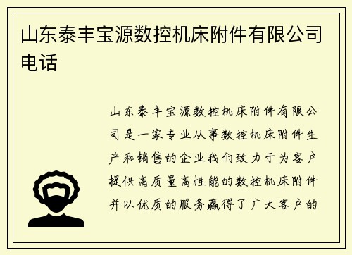 山东泰丰宝源数控机床附件有限公司电话